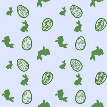 Cartoon Easter rabbit seamless bunnies and eggs pattern for wrapping paper Stock Illustration