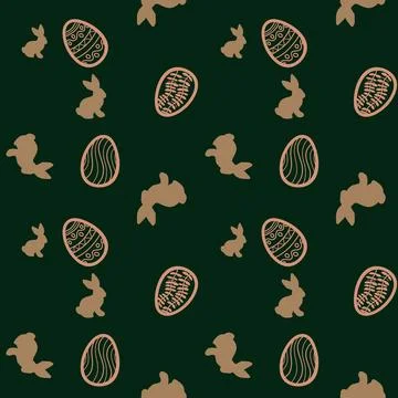 Cartoon Easter rabbit seamless bunnies and eggs pattern for wrapping paper Stock Illustration