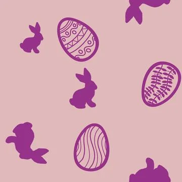 Cartoon Easter rabbit seamless bunnies and eggs pattern for wrapping paper Stock Illustration