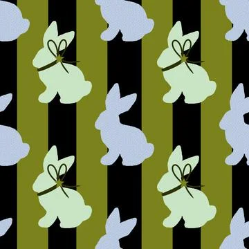 Cartoon Easter rabbit seamless bunnies pattern for wrapping paper and fabrics Stock Illustration