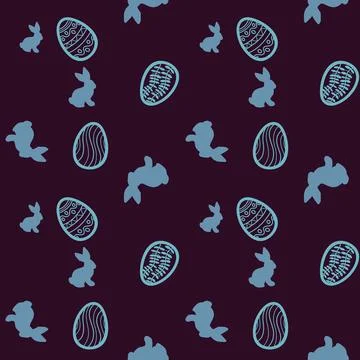 Cartoon Easter rabbit seamless bunnies and eggs pattern for wrapping paper Stock Illustration