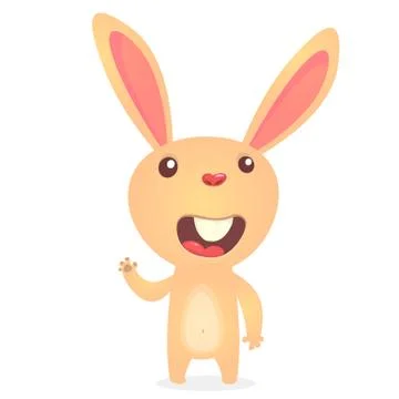 Cartoon Easter rabbit waving. Easter Bunny vector illustration 스톡 일러스트