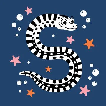 Cartoon Eel in Underwater Scene Stock Illustration