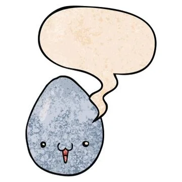 Cartoon egg and speech bubble in retro texture style Illustrazione stock