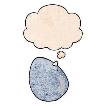 Cartoon egg and thought bubble in grunge texture pattern style Stock Illustration