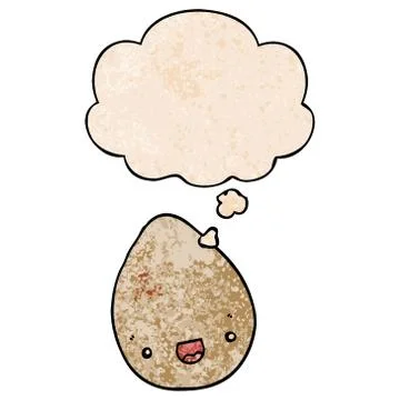 Cartoon egg and thought bubble in grunge texture pattern style 스톡 일러스트