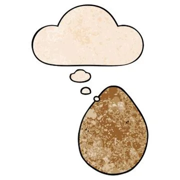 Cartoon egg and thought bubble in grunge texture pattern style Stock Illustration