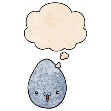 Cartoon egg and thought bubble in grunge texture pattern style Stock Illustration