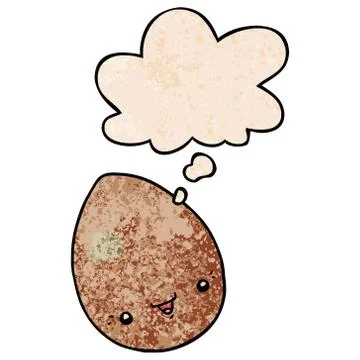 Cartoon egg and thought bubble in grunge texture pattern style Stock Illustration