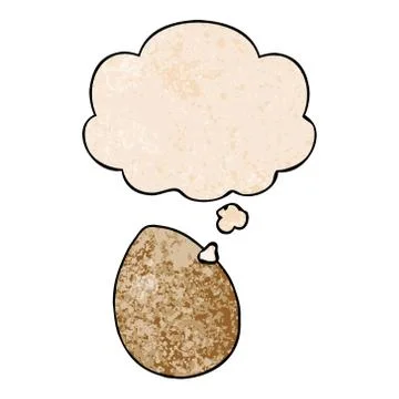 Cartoon egg and thought bubble in grunge texture pattern style Stockillustratie