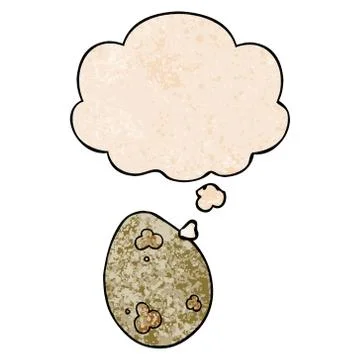 Cartoon egg and thought bubble in grunge texture pattern style 스톡 일러스트