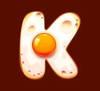 Cartoon egg breakfast alphabet type, font letter K Stock Illustration