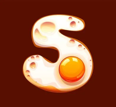 Cartoon egg breakfast font, type number 5 five Stock Illustration