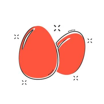 Cartoon egg icon in comic style. Eggshell sign illustration pictogram. Egg sp イラスト素材