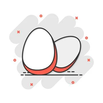 Cartoon egg icon in comic style. Eggshell sign illustration pictogram. Chicke Stock Illustration