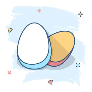 Cartoon egg icon in comic style. Eggshell sign illustration pictogram. Chicke Stock Illustration