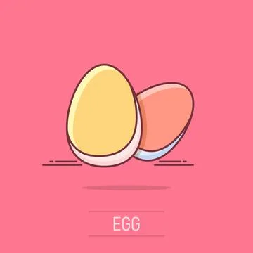 Cartoon egg icon in comic style. Eggshell sign illustration pictogram. Chic.. Stock Illustration