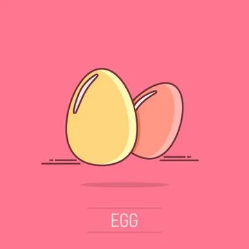 Cartoon egg icon in comic style. Eggshell sign illustration pictogram. Chic.. イラスト素材