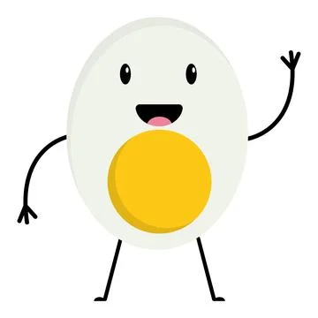 Cartoon egg with smile face. Vector Stock Illustration