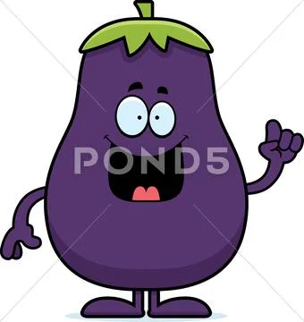Cartoon eggplant idea Stock Illustration