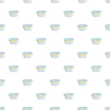 Cartoon eggs in bowls seamless pattern background Stock Illustration