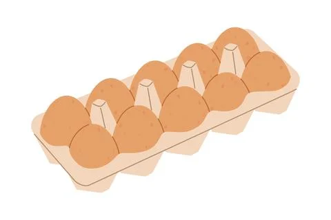Cartoon eggs in tray. Flat vector illustration Stock Illustration