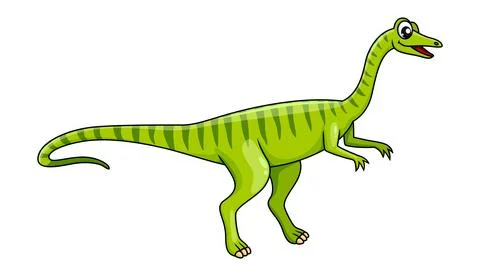 Cartoon elaphrosaurus dinosaur character, vector Stock Illustration