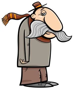Cartoon elderly man or senior comic character Stock Illustration