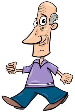 Cartoon elderly man or senior comic character Stock Illustration
