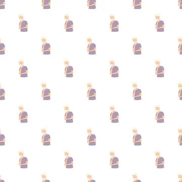 Cartoon elderly man pattern on white background Stock Illustration