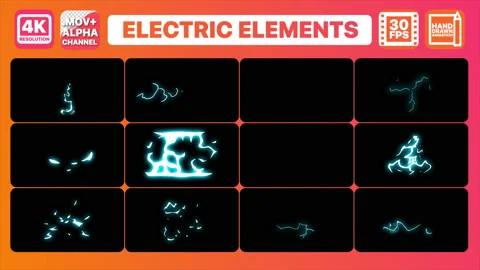Cartoon Electric Elements Pack Stock Footage 130712643