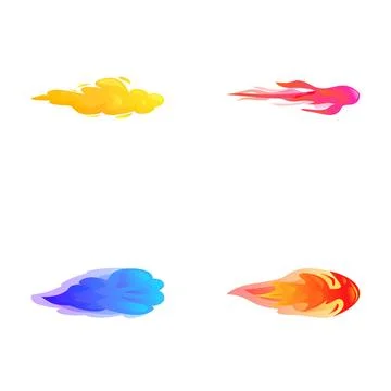 Cartoon element icons set clouds and flames Illustrazione stock