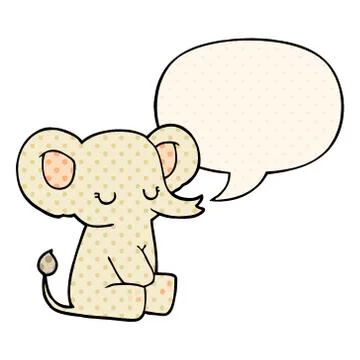 Cartoon elephant and speech bubble in comic book style Stock Illustration