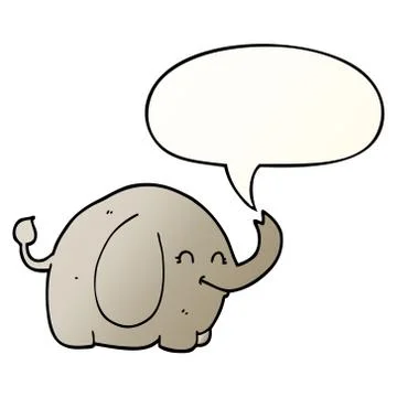 Cartoon elephant and speech bubble in smooth gradient style Illustrazione stock