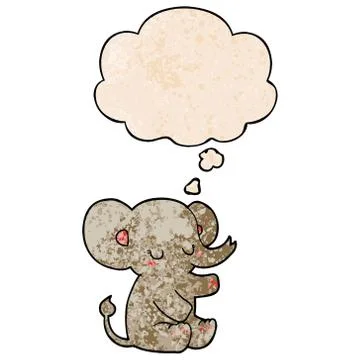 Cartoon elephant and thought bubble in grunge texture pattern style 스톡 일러스트