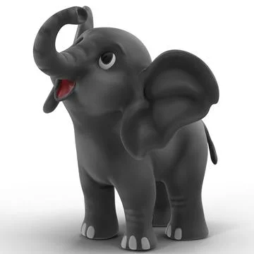 Cartoon Elephant Rigged for Cinema 4D 3D Model