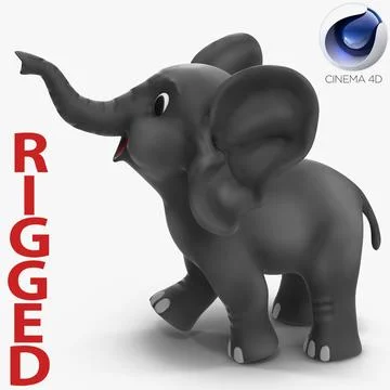 3D Model: Cartoon Elephant Rigged for Cinema 4D #91002513