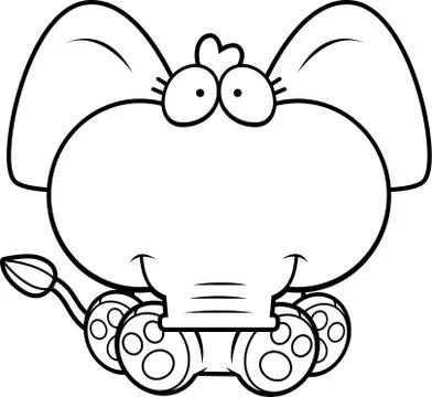 Cartoon Elephant Sitting Stock Illustration