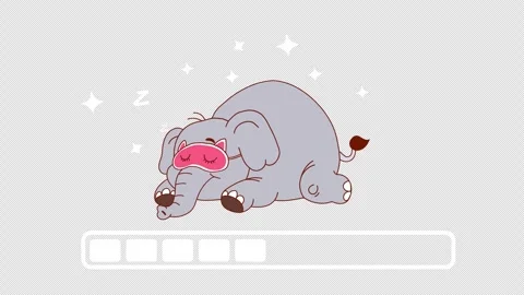Cartoon Elephant Sleeping Peacefully with Progress Indicator Loop Stock Footage 313878972