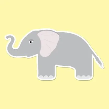 Cartoon elephant sticker Stock Illustration