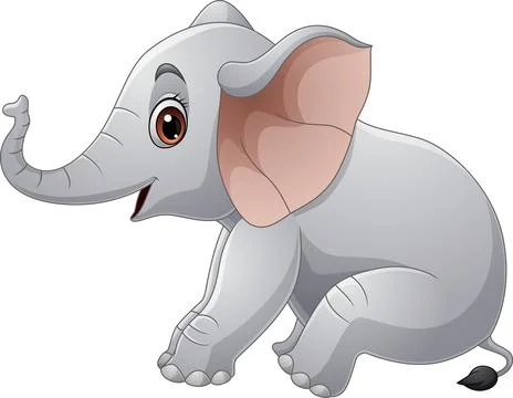 Cartoon elephant on white background Stock Illustration