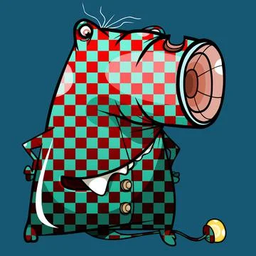 Cartoon elephantlike creature with a thick checkered trunk Stock Illustration
