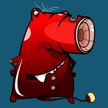 Cartoon elephantlike creature with a thick red trunk Stock Illustration