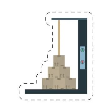 Cartoon elevator cardboard boxes Stock Illustration