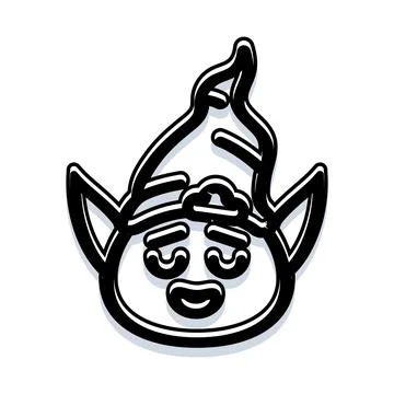 Cartoon elf head face icon drawing Stockillustratie