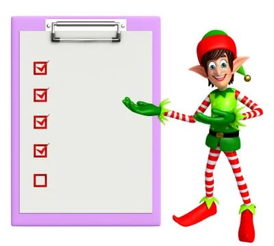 Cartoon Elves with notepad Stock Illustration