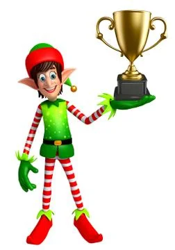 Cartoon Elves with trophy Stock Illustration