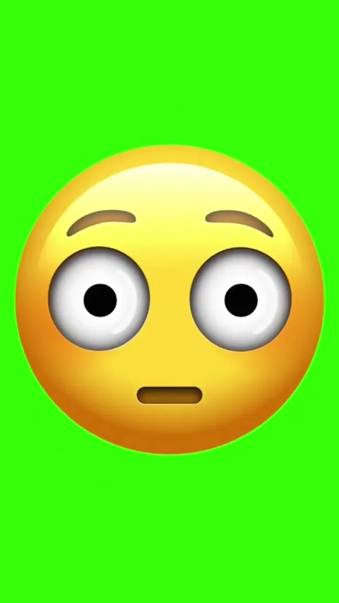 Cartoon emoji face with surprised expression on green screen Stock Footage 329406026