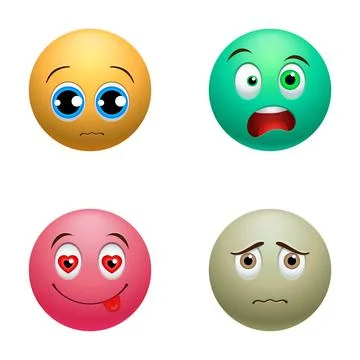Cartoon emoji faces expressing various emotions and feelings Stock Illustration