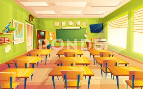 Cartoon empty school, college classroom Stock Illustration